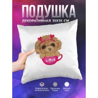 Декоративная подушка  Милый йоркширский терьер в чашке (д)