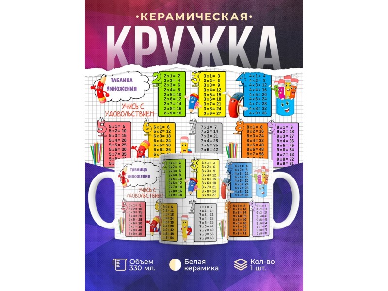 Кружка Таблица умножения. Учись с удовольствием