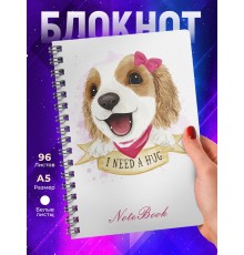 Блокнот Милый спаниель кинг чарльз девочка