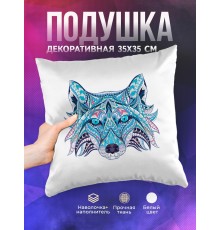 Декоративная подушка Лиса голубая арт