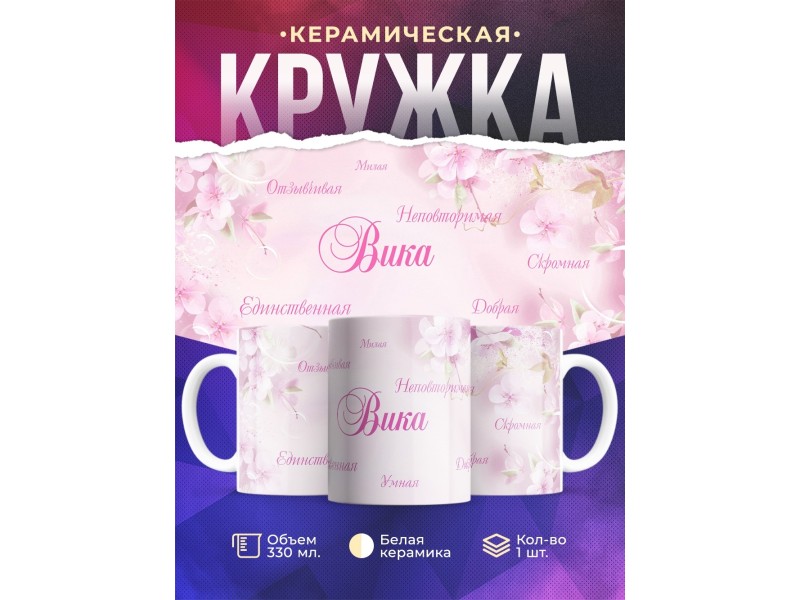 Кружка именная Вика. Комплименты