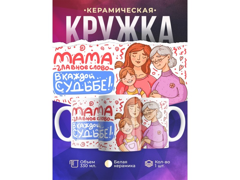 Кружка Мама главное слово. День матери
