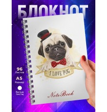 Блокнот Милый мопс мальчик