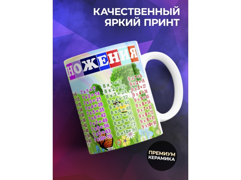 Кружка Таблица умножения. Природа