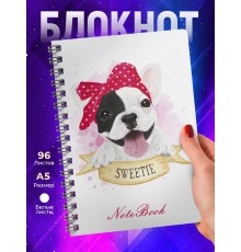 Блокнот Милый французский бульдог девочка