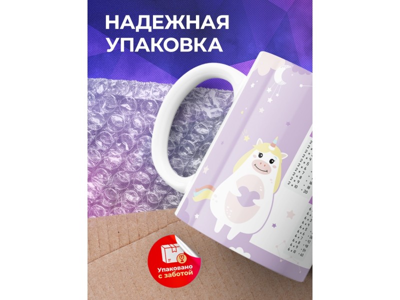 Кружка Таблица умножения. Единороги