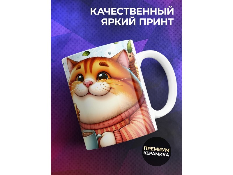 Кружка Прикольная / Чай без вкусняшек / Кот