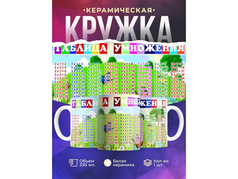 Кружка Таблица умножения. Природа